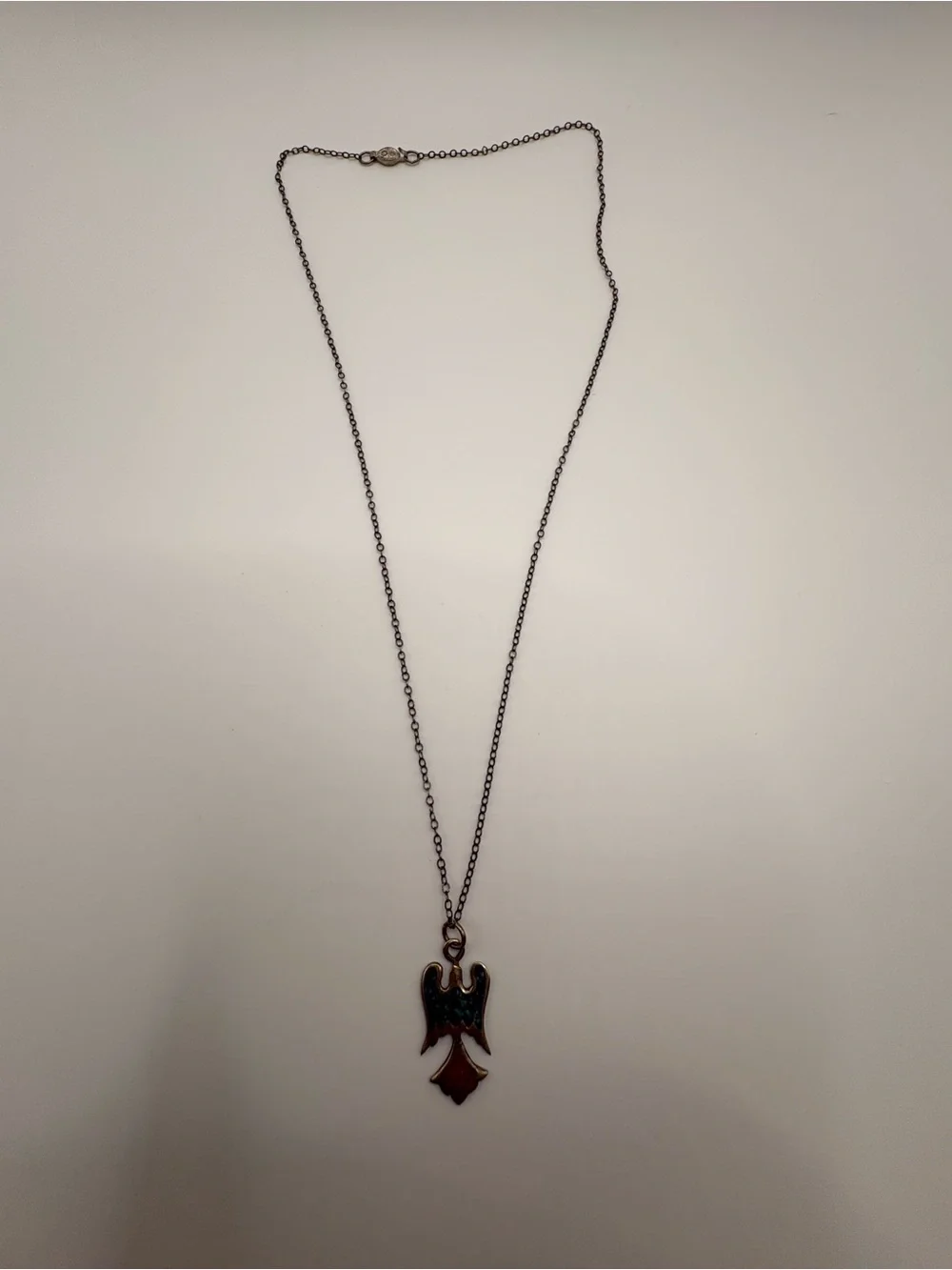 Vintage Teal and Brown Eagle Pendant Necklace - Women Jewelry